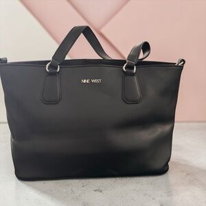 Nine West Black Smooth Leather Tote